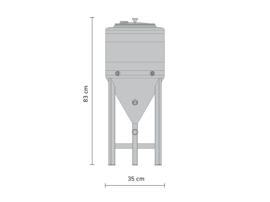 cylindrokonicky-nerezovy-fermentacni-tank-netlakovy-30L-rozmery